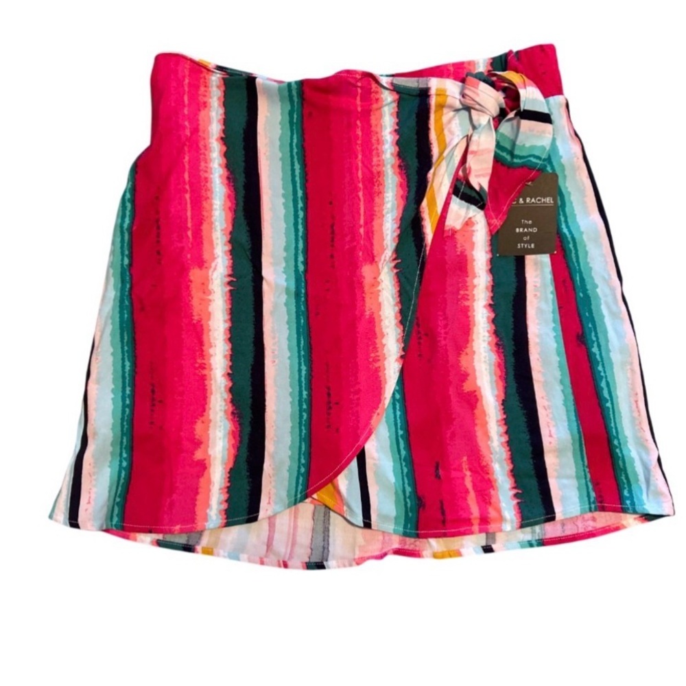 NWT Zac & Rachel Multi Color Stripes Wrap Skort - Size 12